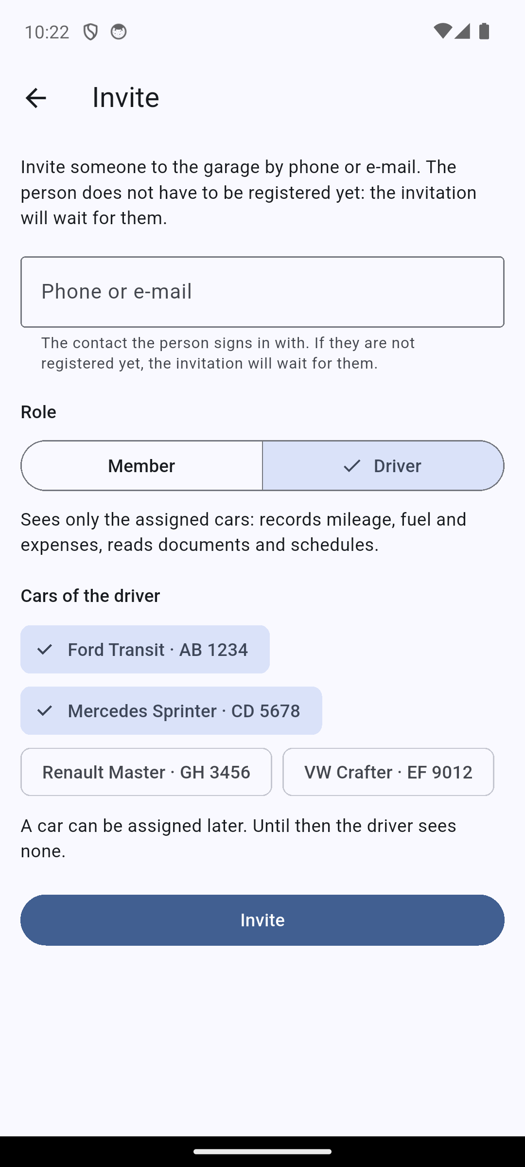 An invitation to a client: a role and one car